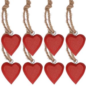 10x Rood hartje aan hanger 5 cm   -