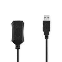 Nedis Actieve USB-Kabel | USB 2.0 | USB-A Male | USB-A Female | 480 Mbps | 5.00 m | Rond | Vernikkeld | PVC | Koper | Label - CCGL60EXTBK50
