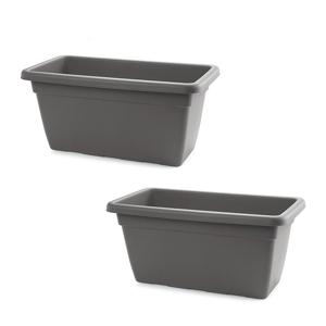 PlasticForte Plantenbak - 2x stuks - antraciet grijs - rechthoekig - 60x32x27 cm