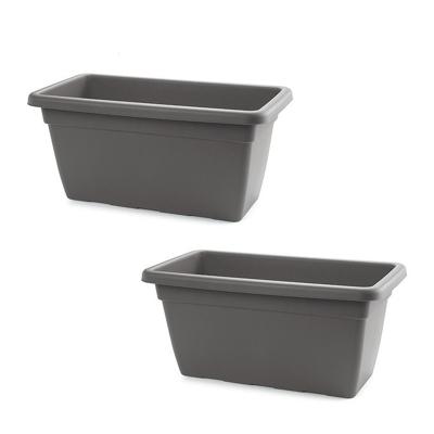 PlasticForte Plantenbak - 2x stuks - antraciet grijs - rechthoekig - 60x32x27 cm