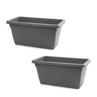 PlasticForte Plantenbak - 2x stuks - antraciet grijs - rechthoekig - 60x32x27 cm