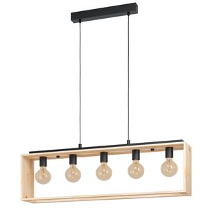 EGLO Famborough hangende plafondverlichting Flexibele montage E27 Zwart, Hout