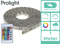 Prolight LED-Strip - Multicolour - 1 Meter - Batterijgevoed - Met Afstandsbediening