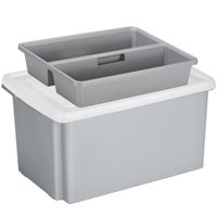 Sunware opslagbox kunststof 51 liter grijs 59 x 39 x 29 cm met deksel en organiser tray - thumbnail