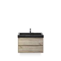 Dante Badmeubelset 80 cm - Craft Oak - Wastafel Hardsteen Wit Lucca