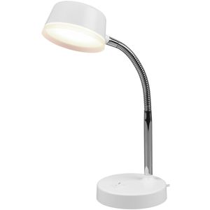 LED Bureaulamp - Trion Kiki - 4W - Warm Wit 3000K - Rond - Mat Wit - Kunststof