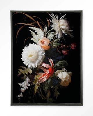 Urban Cotton Wandkleed 'Flower Selection' 145 x 190cm in Floating Frame - black