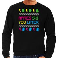 Apres ski sweater voor heren - apres ski you later - zwart - kleurrijk - wintersport - thumbnail