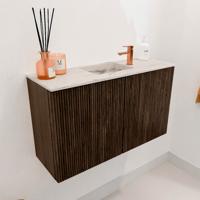 Toiletmeubel Mondiaz Joya Dlux | 70 cm | Meubelkleur Walnut | Faye wastafel Nata Wasbak Midden | 1 kraangat