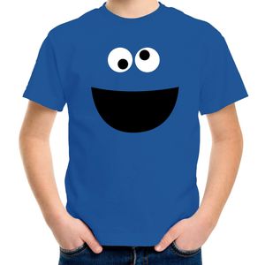 Verkleed / carnaval t-shirt blauw cartoon knuffel monster voor kinderen - Verkleed / kostuum shirts