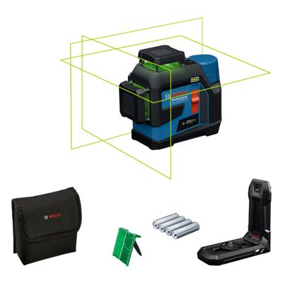 Bosch Professional GLL 12V-100-33 CG Kruislijnlaser groen 3x360° 12V Basic Body met adapter - 0601065400