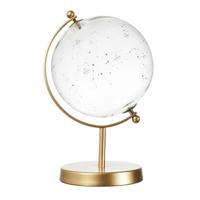 Home Deco Factory wereldbol - sterren - transparant - glas - gouden voet - globe