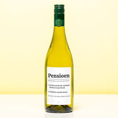 Wijnfles Pensioen Woordenboek - Wit (Sauvignon Blanc)