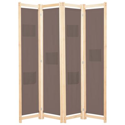 Kamerscherm met 4 panelen 160x170x4 cm stof bruin