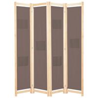 Kamerscherm met 4 panelen 160x170x4 cm stof bruin