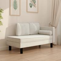 Chaise longue met kussens en bolster fluweel crèmekleurig