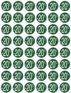 Agipa Kortinglabel -20%, groen, pak van 192 stuks, verwijderbaar