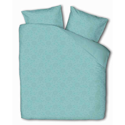 Dekbedovertrek Embossed Bloem - Grijs Blauw Dekbedovertrek - Tweepersoons (200x200 Cm) - Grijs Microvezel - Bloemen - Fresh And Co - Dekbed-Discounter.nl