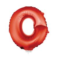 Rode opblaas letter ballon O op stokje 41 cm - thumbnail
