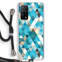 Gekleurde driehoekjes blauw: Xiaomi Mi 10T 5G Transparant Hoesje met koord