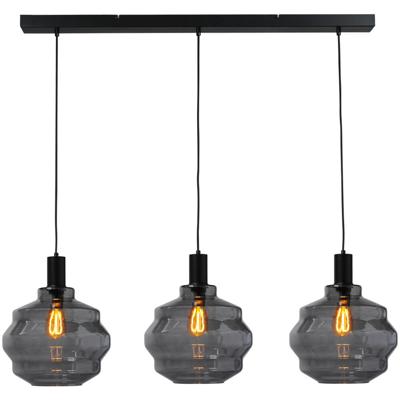 Masterlight 3-lichts hanglamp - zwart -Porto met Ball smoke glazen - Ø 30cm - 2711-05-05-100-3-4