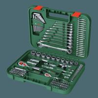 Bosch Groen Fastening set 132-piece (1/2" ratel, 1/4" ratel, universele bitschroevendraaier, Torx sleutelset 10 stuks, 10x steek/ringsleutel, 20x bit - thumbnail