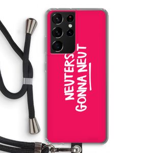 Neuters (roze): Samsung Galaxy S21 Ultra Transparant Hoesje met koord