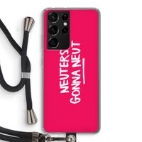 Neuters (roze): Samsung Galaxy S21 Ultra Transparant Hoesje met koord