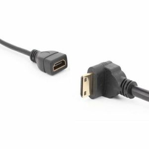 Down Angle Mini HDMI Male to HDMI Female Cable, 17cm