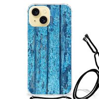 Apple iPhone 15 Stevig Telefoonhoesje Wood Blue