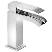 Wastafelkraan Tres Cuadro | Opbouw | Mengkraan | Waterval uitloop | Standaard model | 1-hendel | Vierkant | Chroom