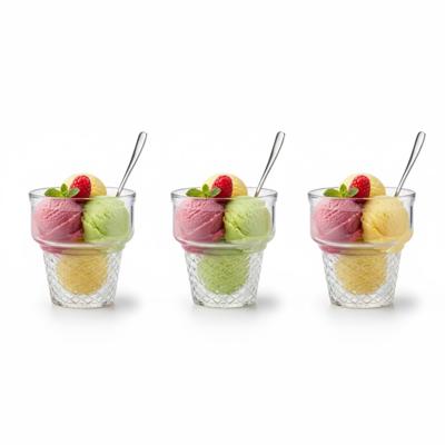 Alessandro ijscoupe Sicilie - 3x stuks - glas - 230 ml - 9 x 9 cm - ijs glazen