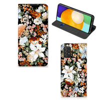 Smart Cover voor Samsung Galaxy A03s Dark Flowers - thumbnail