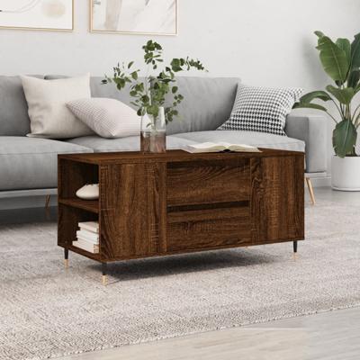 Salontafel 102x44,5x50 cm bewerkt hout bruin eikenkleur
