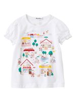 Familiar cartoon-print cotton T-shirt - Blanc