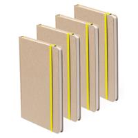 Notitieblok - Set van 4x stuks - luxe - met elastiek - notitieboekje - - A5 formaat - 100 bladzijdes