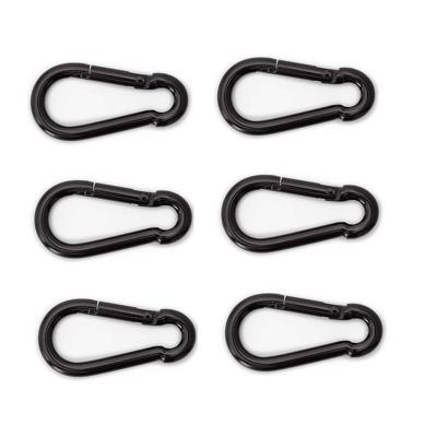 Karabijnhaak - 6x - zwart - staal - 6 cm - carabiner - 120 kg draagkracht