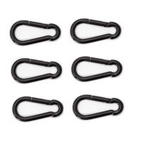 Karabijnhaak - 6x - zwart - staal - 6 cm - carabiner - 120 kg draagkracht