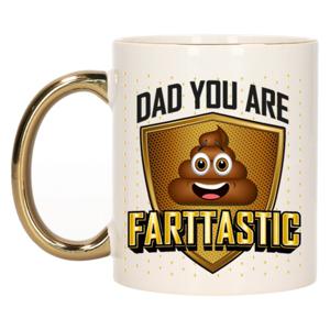 Cadeau koffie/thee mok voor papa - goud - fantastische pap - keramiek - 300 ml - Vaderdag