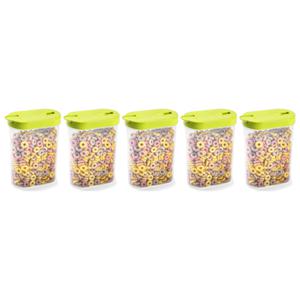 Voedselcontainer strooibus - 5x - groen - inhoud 1 liter - kunststof - 15 x 7 x 19 cm