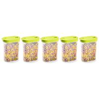 Voedselcontainer strooibus - 5x - groen - inhoud 1 liter - kunststof - 15 x 7 x 19 cm