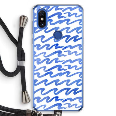 Blauwe golven: Xiaomi Mi Mix 3 Transparant Hoesje met koord