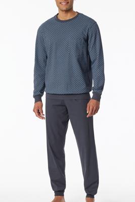 Schiesser Pyjama met print graphit-blauw