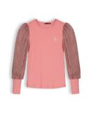 NoNo Meisjes shirt jersey rib - Sunset roze