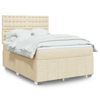Boxspring met matras stof crèmekleurig 140x190 cm