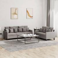 2-delige Loungeset met kussens stof taupe 2-delige Loungeset met kussens stof taupe