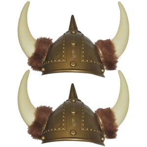 2x stuks stoere viking verkleed helm de luxe