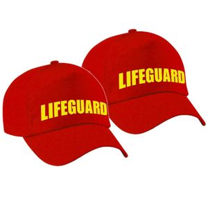 2x stuks lifeguard / strandwacht verkleed pet rood voor kinderen