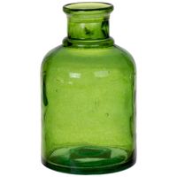 Bellatio Design Bloemenvaas - groen transparant gerecycled glas - D12 x H20 cm   - - thumbnail