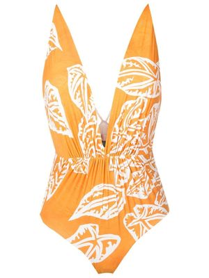 Clube Bossa maillot de bain Clavert à imprimé feuillage - Orange